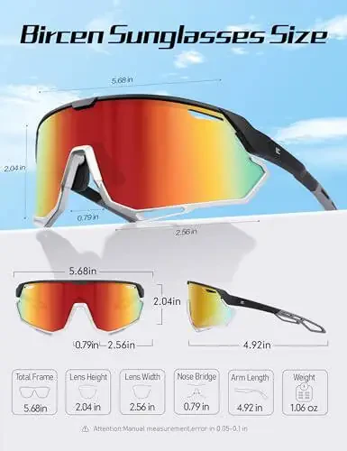 BIRCEN Baseball Cycling Sunglasses for Men - Women Running Shades Sports Glasses for MTB Mountain Bike Softball - 5