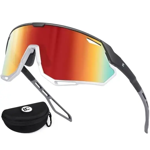 BIRCEN Mens Sports Baseball Sunglasses: TR90 Lightweight Cycling Glasses Wrap Around Running Glasses for Outdoor MTB Bike - 5