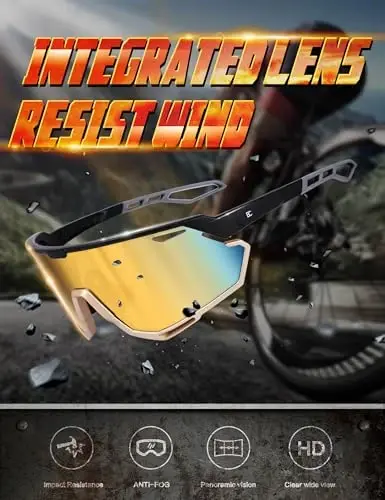 BIRCEN Mens Sports Baseball Sunglasses: TR90 Lightweight Cycling Glasses Wrap Around Running Glasses for Outdoor MTB Bike - 4