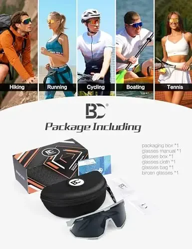 BIRCEN Baseball Cycling Sunglasses for Men - Women Running Shades Sports Glasses for MTB Mountain Bike Softball - 6