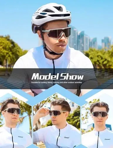 BIRCEN Mens Sports Baseball Sunglasses: TR90 Lightweight Cycling Glasses Wrap Around Running Glasses for Outdoor MTB Bike - 2