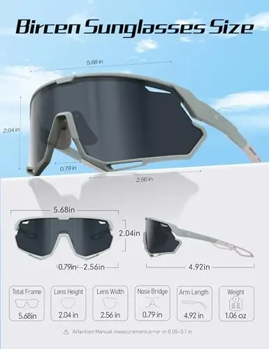 BIRCEN Mens Sports Baseball Sunglasses: TR90 Lightweight Cycling Glasses Wrap Around Running Glasses for Outdoor MTB Bike - 4