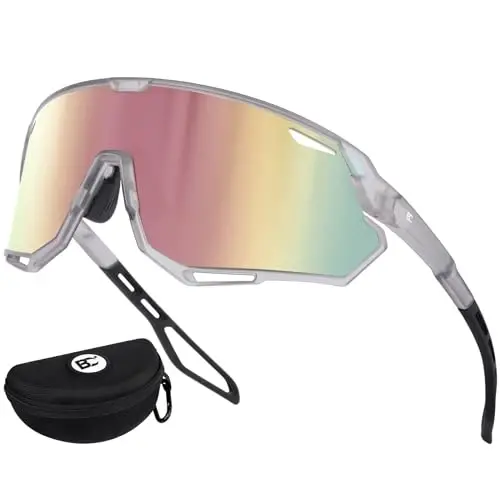 BIRCEN Mens Sports Baseball Sunglasses: TR90 Lightweight Cycling Glasses Wrap Around Running Glasses for Outdoor MTB Bike - 1