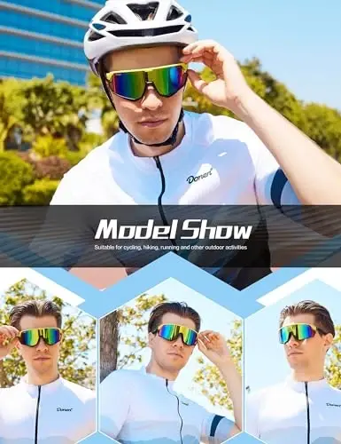 BIRCEN Mens Sports Baseball Sunglasses: TR90 Lightweight Cycling Glasses Wrap Around Running Glasses for Outdoor MTB Bike - 2