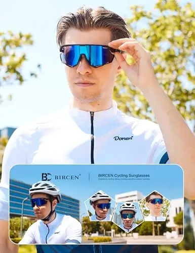 BIRCEN Mens Sports Baseball Sunglasses: TR90 Lightweight Cycling Glasses Wrap Around Running Glasses for Outdoor MTB Bike - BIRCEN (1)