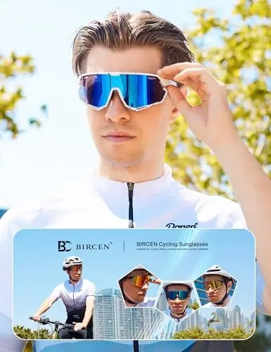 BIRCEN Mens Sports Baseball Sunglasses: TR90 Lightweight Cycling Glasses Wrap Around Running Glasses for Outdoor MTB Bike - BIRCEN (1)