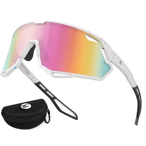 BIRCEN Mens Sports Baseball Sunglasses: TR90 Lightweight Cycling Glasses Wrap Around Running Glasses for Outdoor MTB Bike - 1