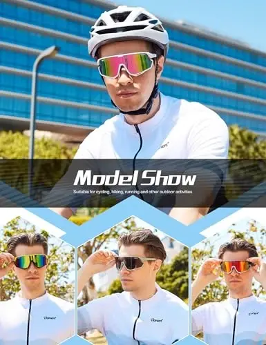 BIRCEN Mens Sports Baseball Sunglasses: TR90 Lightweight Cycling Glasses Wrap Around Running Glasses for Outdoor MTB Bike - 5