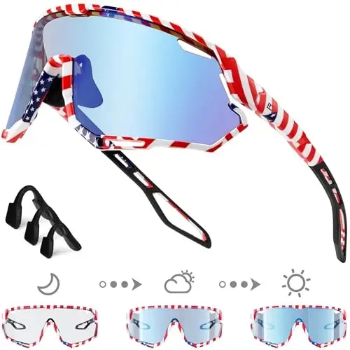 BIRCEN Photochromic Cycling Glasses: Mountain Bike Sports Sunglasses for Men Women Running Riding MTB Baseball - 1