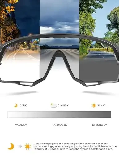 BIRCEN Photochromic Cycling Glasses: Mountain Bike Sports Sunglasses for Men Women Running Riding MTB Baseball - 4