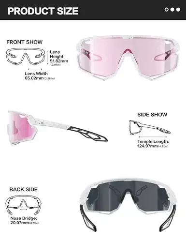 BIRCEN Photochromic Cycling Glasses: Mountain Bike Sports Sunglasses for Men Women Running Riding MTB Baseball - 5