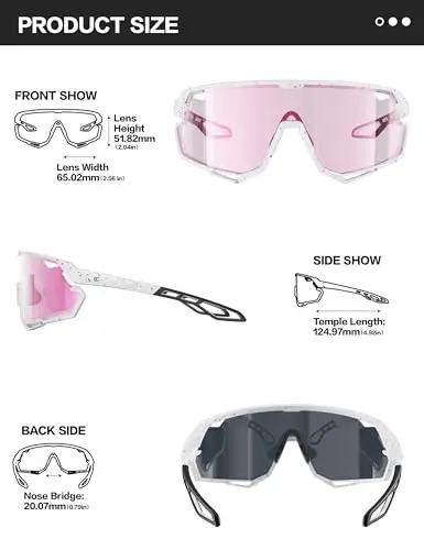 BIRCEN Photochromic Cycling Glasses: Mountain Bike Sports Sunglasses for Men Women Running Riding MTB Baseball - 5