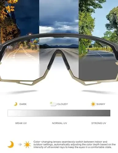 BIRCEN Photochromic Cycling Glasses: Mountain Bike Sports Sunglasses for Men Women Running Riding MTB Baseball - 4
