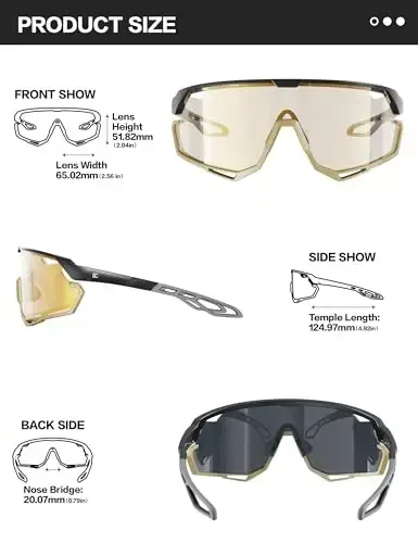 BIRCEN Photochromic Cycling Glasses: Mountain Bike Sports Sunglasses for Men Women Running Riding MTB Baseball - 5