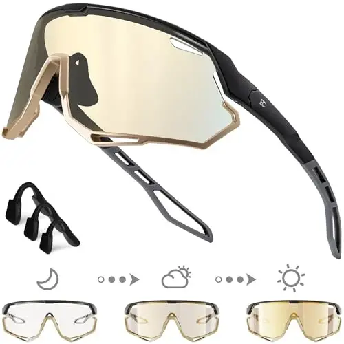 BIRCEN Photochromic Cycling Glasses: Mountain Bike Sports Sunglasses for Men Women Running Riding MTB Baseball - BIRCEN