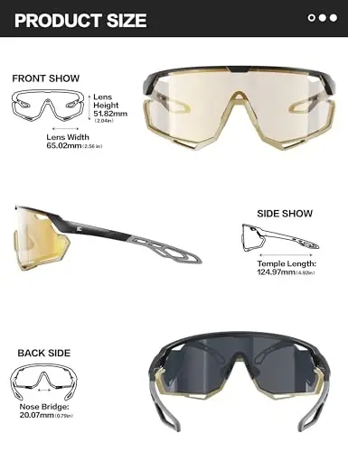 BIRCEN Photochromic Cycling Glasses: Mountain Bike Sports Sunglasses for Men Women Running Riding MTB Baseball - 5