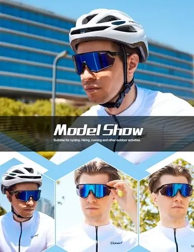 BIRCEN Mens Sports Baseball Sunglasses: TR90 Lightweight Cycling Glasses Wrap Around Running Glasses for Outdoor MTB Bike - 3