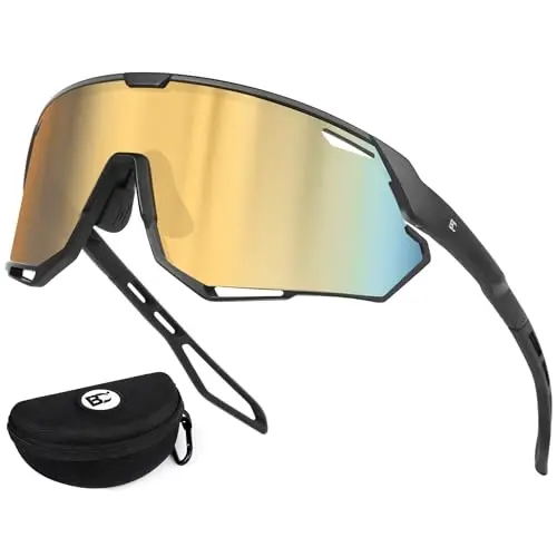 BIRCEN Mens Sports Baseball Sunglasses: TR90 Lightweight Cycling Glasses Wrap Around Running Glasses for Outdoor MTB Bike 