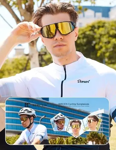 BIRCEN Mens Sports Baseball Sunglasses: TR90 Lightweight Cycling Glasses Wrap Around Running Glasses for Outdoor MTB Bike - BIRCEN (1)