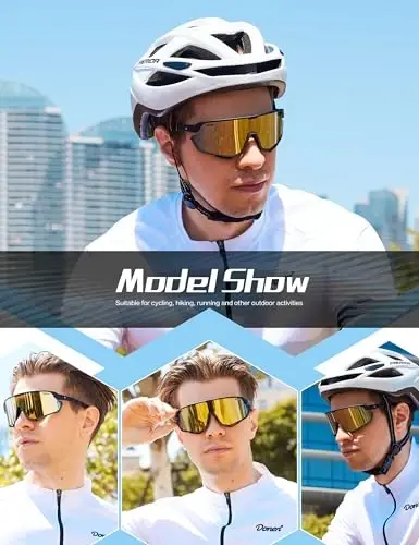 BIRCEN Mens Sports Baseball Sunglasses: TR90 Lightweight Cycling Glasses Wrap Around Running Glasses for Outdoor MTB Bike - 3