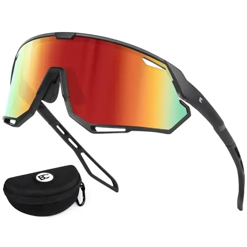 BIRCEN Mens Sports Baseball Sunglasses: TR90 Lightweight Cycling Glasses Wrap Around Running Glasses for Outdoor MTB Bike - 1