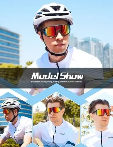 BIRCEN Mens Sports Baseball Sunglasses: TR90 Lightweight Cycling Glasses Wrap Around Running Glasses for Outdoor MTB Bike - 3