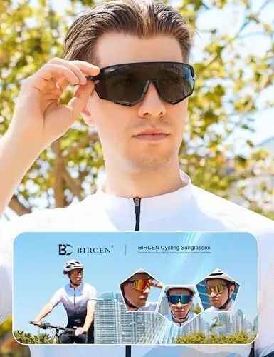 BIRCEN Mens Sports Baseball Sunglasses: TR90 Lightweight Cycling Glasses Wrap Around Running Glasses for Outdoor MTB Bike - BIRCEN (1)