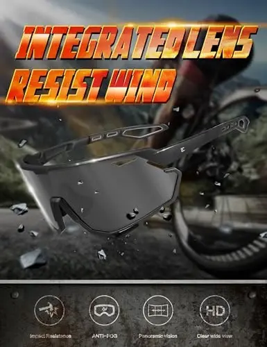 BIRCEN Mens Sports Baseball Sunglasses: TR90 Lightweight Cycling Glasses Wrap Around Running Glasses for Outdoor MTB Bike - 4