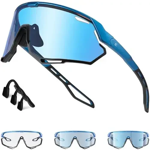 BIRCEN Photochromic Cycling Glasses: Erkaklar ayollar uchun tog' velosiped sport ko'zoynaklari yugurish, MTB beysbol uchun - 1
