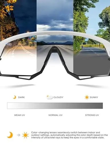 BIRCEN Photochromic Cycling Glasses for Men Women: UV400 Baseball Sunglasses, Sports Sunglasses for Running MTB Golf - 4
