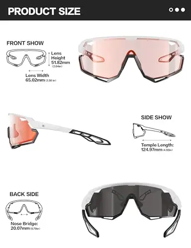 BIRCEN Photochromic Cycling Glasses for Men Women: UV400 Baseball Sunglasses, Sports Sunglasses for Running MTB Golf - 5
