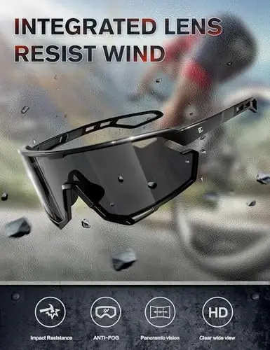 BIRCEN Photochromic Cycling Glasses: Mountain Bike Sports Sunglasses for Men Women Running Riding MTB Baseball - 3