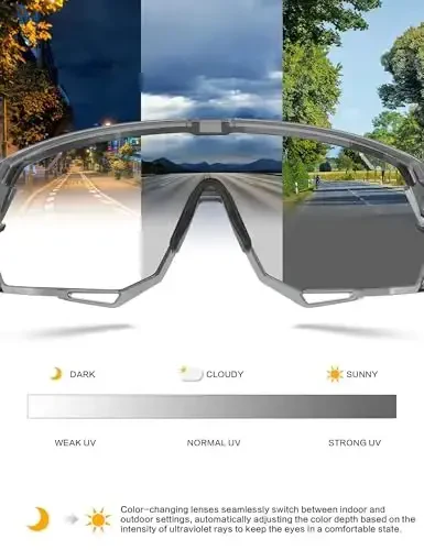BIRCEN Photochromic Cycling Glasses: Mountain Bike Sports Sunglasses for Men Women Running Riding MTB Baseball - 4