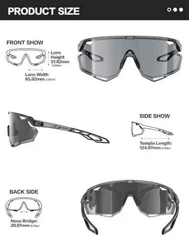 BIRCEN Photochromic Cycling Glasses: Mountain Bike Sports Sunglasses for Men Women Running Riding MTB Baseball - 5