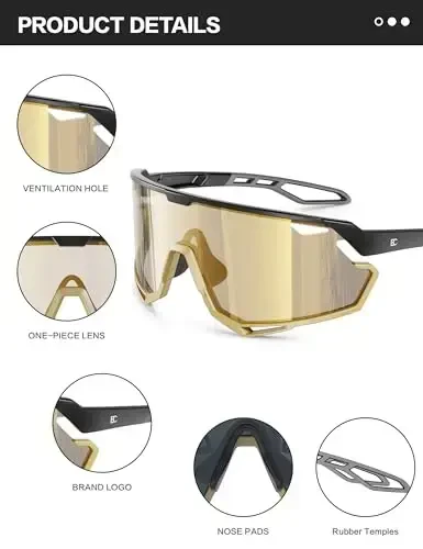 BIRCEN Photochromic Cycling Glasses: Mountain Bike Sports Sunglasses for Men Women Running Riding MTB Baseball - 6