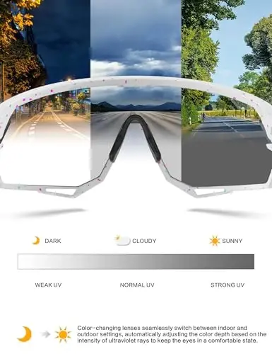 BIRCEN Photochromic Cycling Glasses: Mountain Bike Sports Sunglasses for Men Women Running Riding MTB Baseball - 4