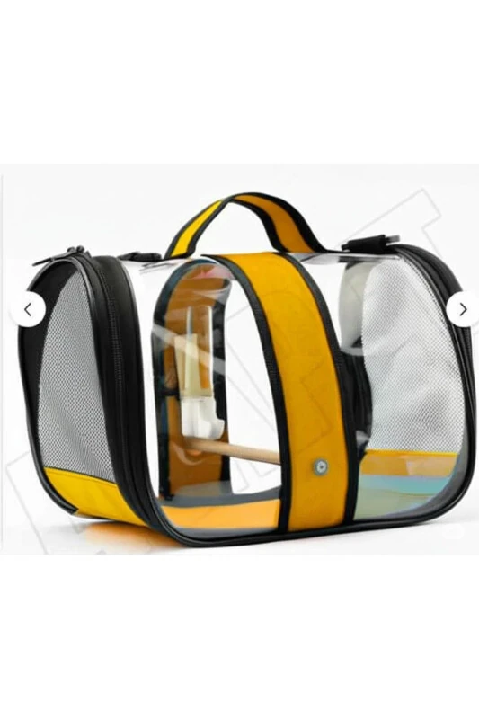 Bird Carrier Bag with Perch Medium Size - 30x22x20cm - Yellow - ENS PLASTİK