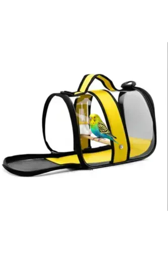 Bird Carrier Bag with Perch Medium Size - 30x22x20cm - Yellow - ENS PLASTİK (1)