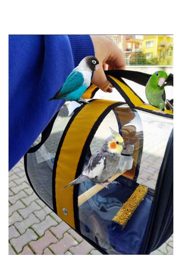 Bird Travel Bag with Water Bottle, Perch, 32x22x20 Large Size 1st Quality, Cracker Gift - Yellow - 4