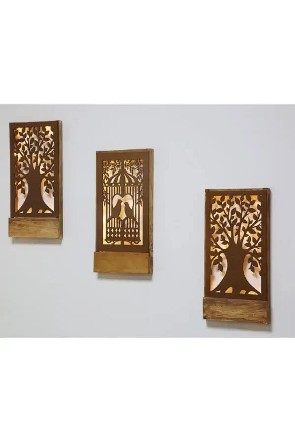 Birdcage Fairy LED Lighted Decorative Wall Ornament 3-Piece Hall Balcony Decor - 2