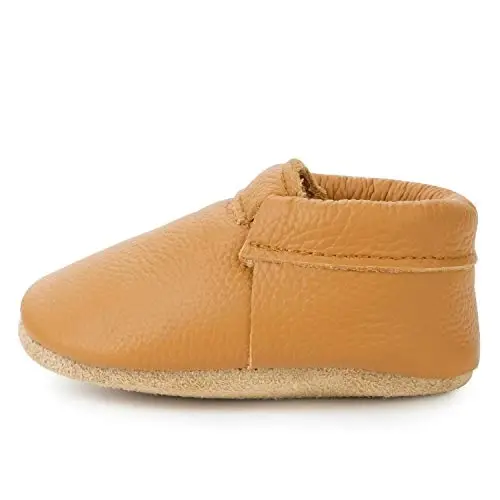 BirdRock Baby Fringeless Moccasins - Genuine Leather Boys and Girls Shoes for Newborns, Infants, Babies, Toddlers 
