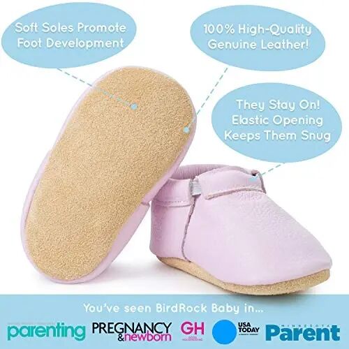 BirdRock Baby Fringeless Moccasins - Genuine Leather Boys and Girls Shoes for Newborns, Infants, Babies, Toddlers - 3