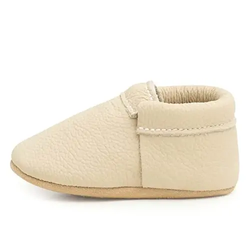 BirdRock Baby Fringeless Moccasins - Haqiqiy Charmdan Yangi Tug'ilgan Chaqaloqlar, Go'daklar, Bolalar, Kichkintoylar uchun O'g'il va Qizlar Poyafzallari - 1