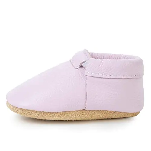 BirdRock Baby Fringeless Moccasins - Genuine Leather Boys and Girls Shoes for Newborns, Infants, Babies, Toddlers 