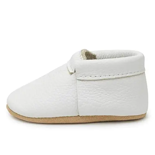 BirdRock Baby Fringeless Moccasins - Genuine Leather Boys and Girls Shoes for Newborns, Infants, Babies, Toddlers 