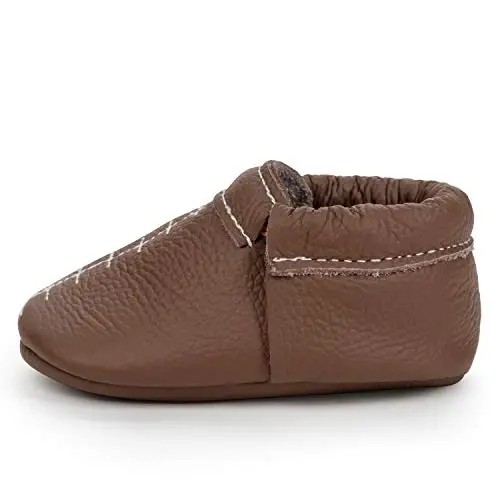 BirdRock Baby Fringeless Moccasins - Genuine Leather Boys and Girls Shoes for Newborns, Infants, Babies, Toddlers - 1