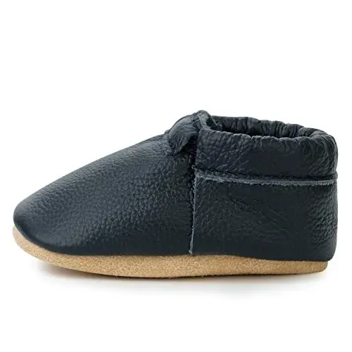 BirdRock Baby Fringeless Moccasins - Genuine Leather Boys and Girls Shoes for Newborns, Infants, Babies, Toddlers 