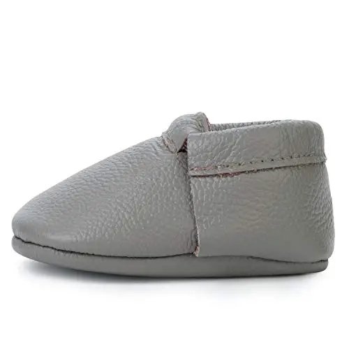 BirdRock Baby Fringeless Moccasins - Genuine Leather Boys and Girls Shoes for Newborns, Infants, Babies, Toddlers 