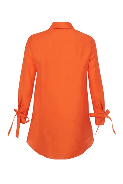 Birdseye Linen Shirt Tunic-Coral - 3
