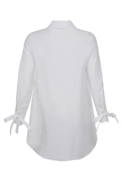 Birdseye Linen Shirt Tunic-White - 3